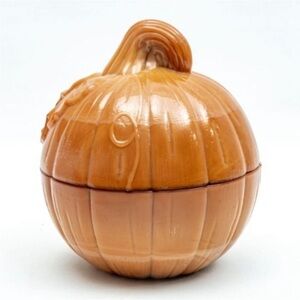 LONGABERGER MILK GLASS PUMPKIN DISH.Halloween autumn fall decor retired made USA